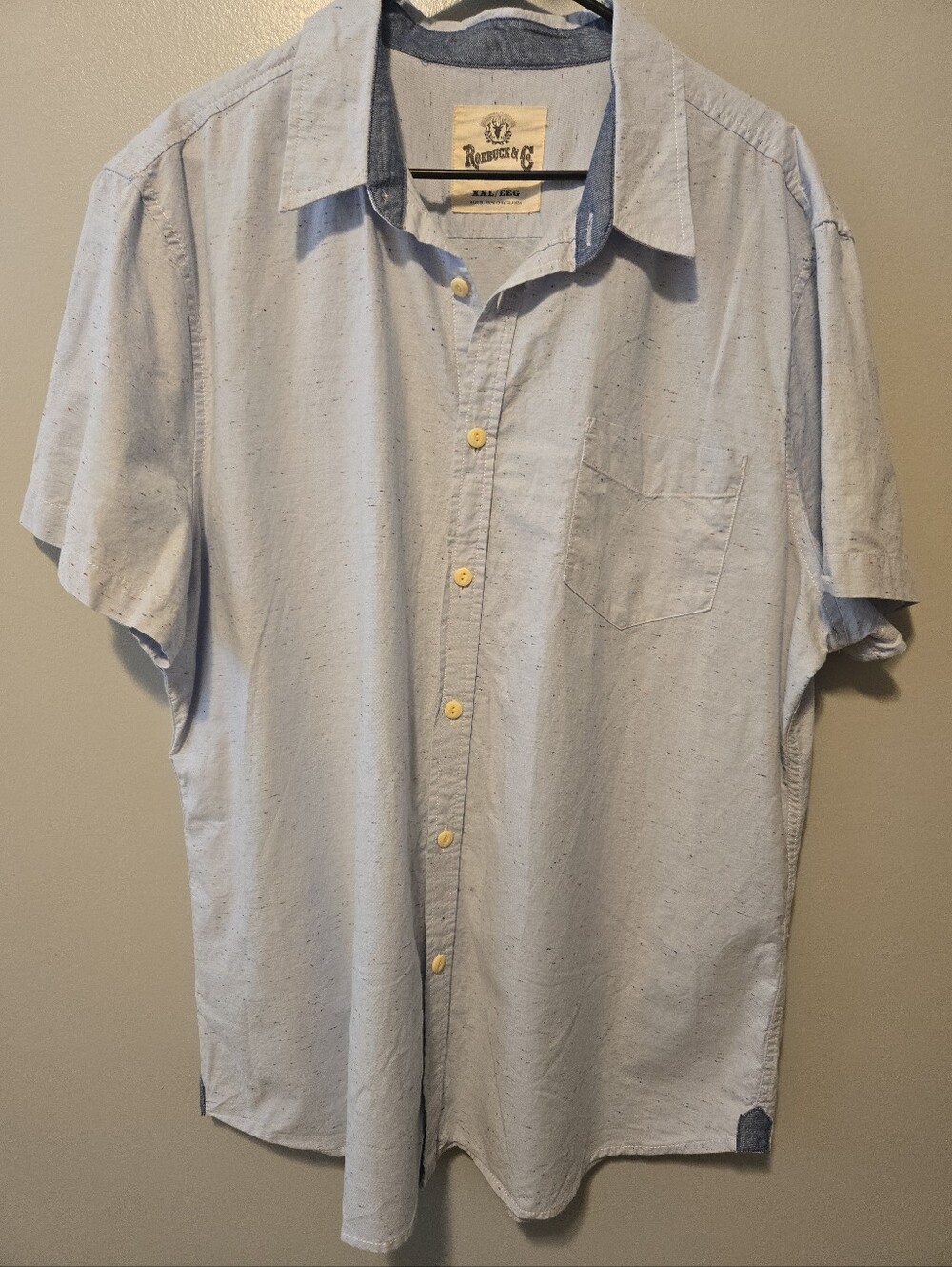 Roebucks &Co. Men's Blue Short Sleeve Button Up Shirt Sz. XXL
